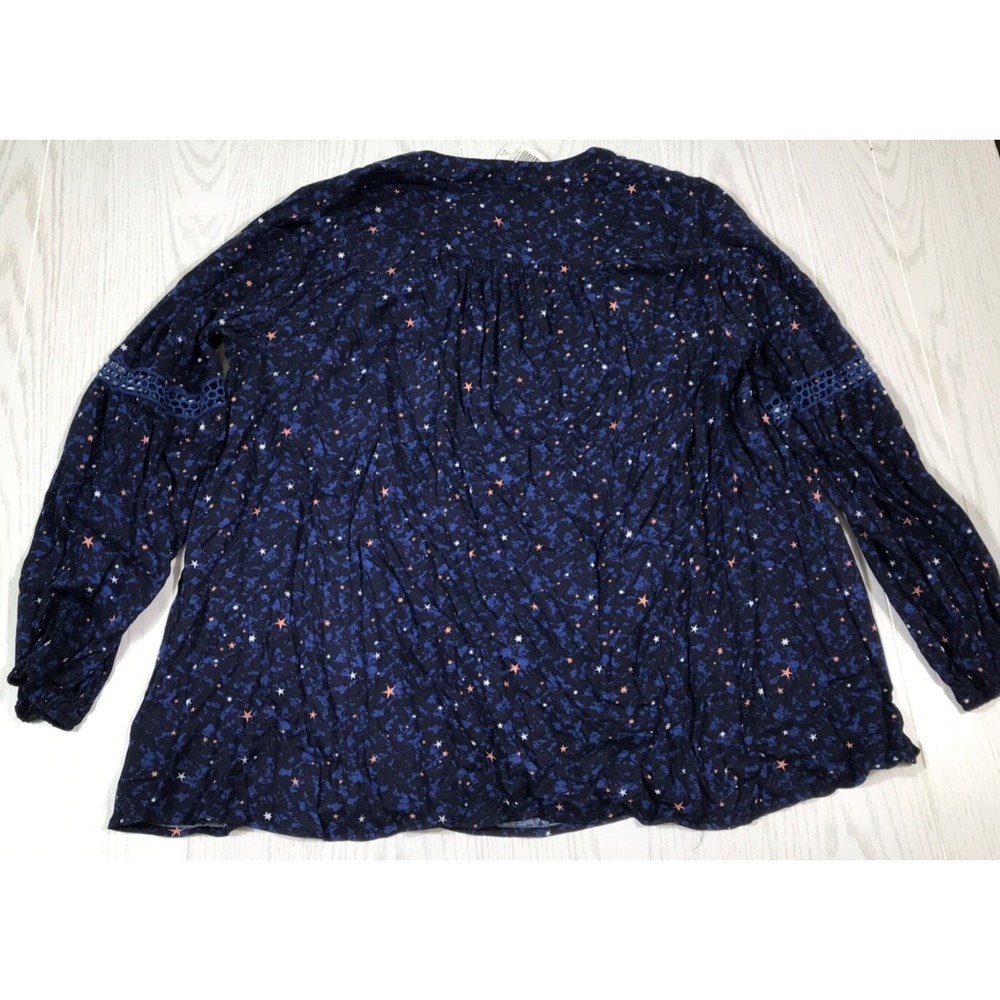 Torrid Tunic Womens 1X (14-16) Blue Star Galaxy Pattern V-Neck Blouse New